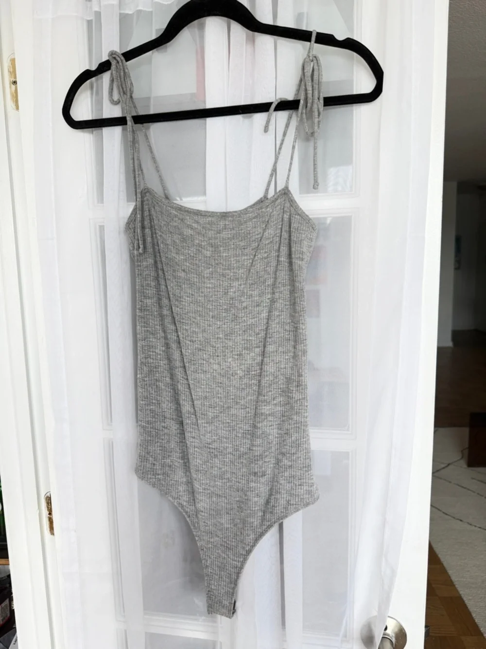 Abercrombie & Fitch Ribbed One-Piece Bodysuit in Light Gray - Picture 2 of 5